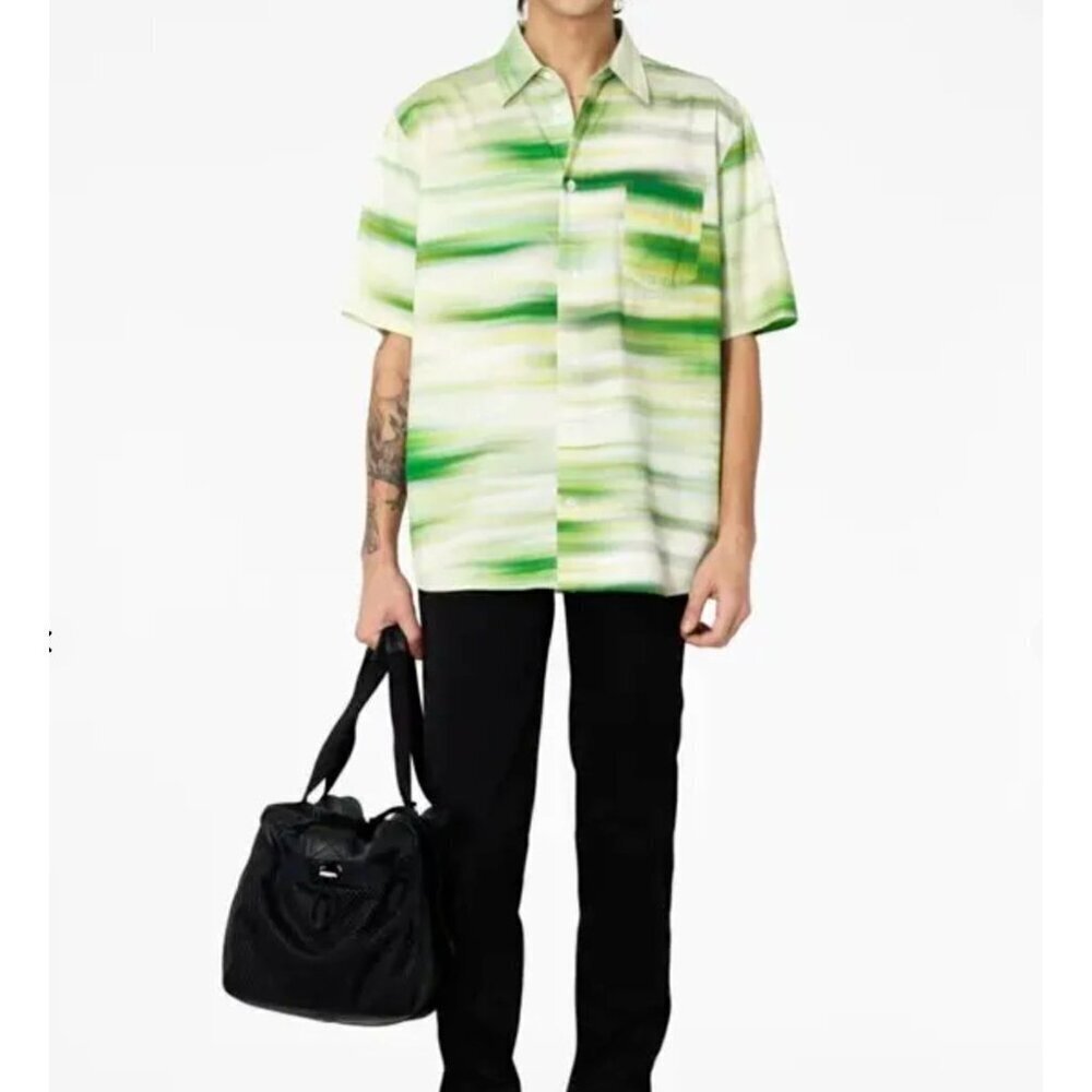 John Elliott New Green Printed Cotton Blend Voile 2/ M Shirt